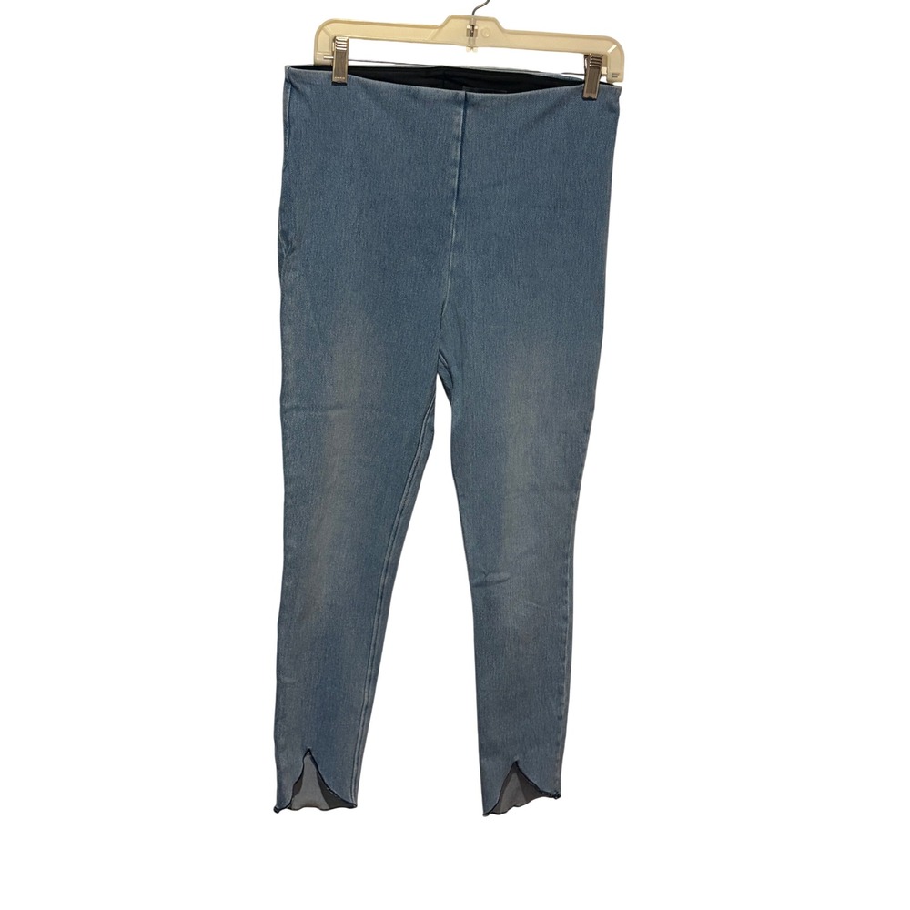 Lysse New York Light Wash Denim Leggings Tulip Hem Pull On Jeggings Womens Large